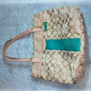 VGUC. Vintage Coach Signature Stripe Tote. StyleF28504.